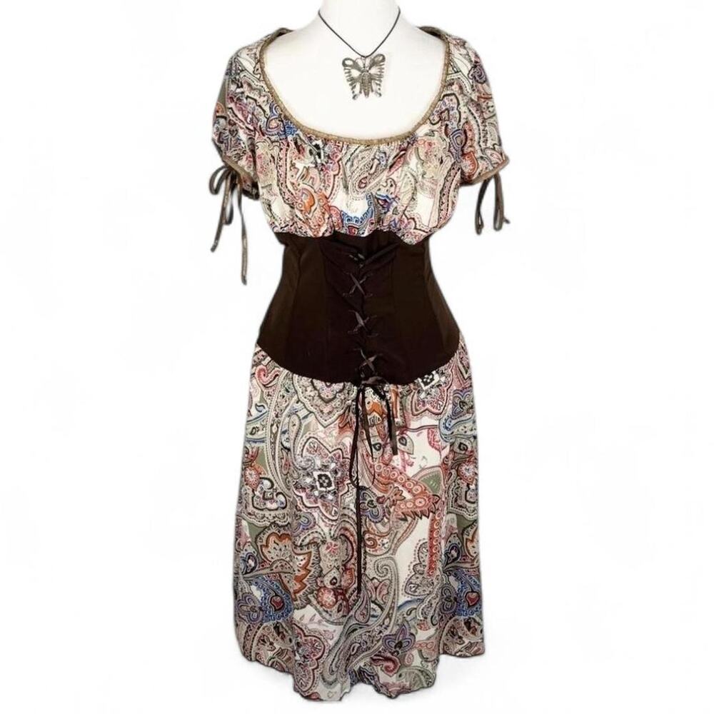 Vintage boho corset midi dress